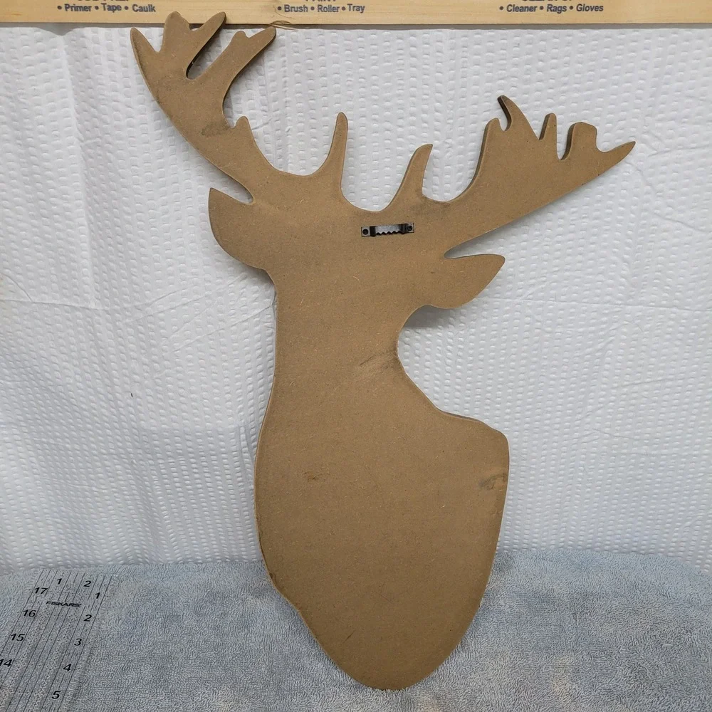 Rustic‎ Wood Grain Deer Head Silhouette Wall Decor Antler Cabin Lodge Art 18x13